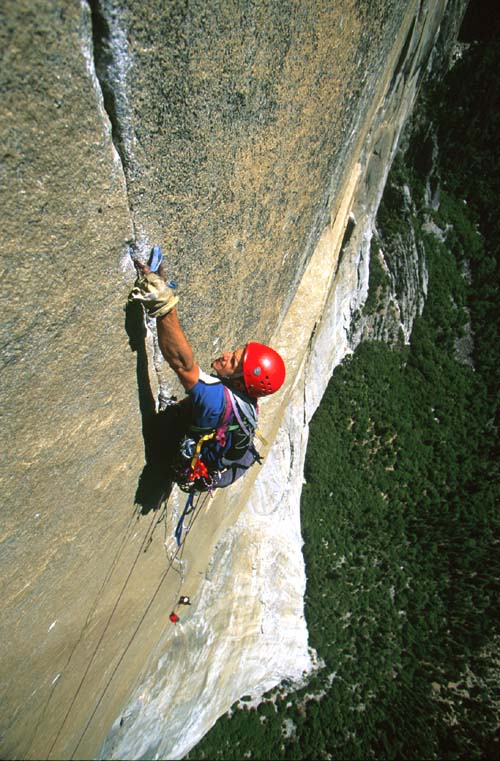 Photo of El Capitan - The Shield , Yosemite Valley, California USA by Corey Rich. Chris McNamara leading high on the Shield [ybelshie]