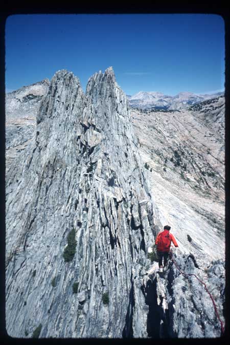 Photo of Matthes Crest - Traverse from South to North , Tuolumne Meadows, California USA by RD Caughron. Matthes offers steep drop offs on both sides of the fin [tumctrav]