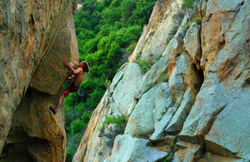 Ben Schildberg experiencing The Trouble With Normal, 5.11c, Santa Barb...