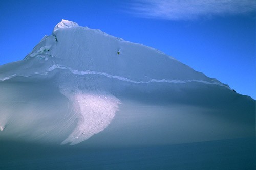 An avalanche on an unnamed and unclimbed peak on the Yentna glacier.