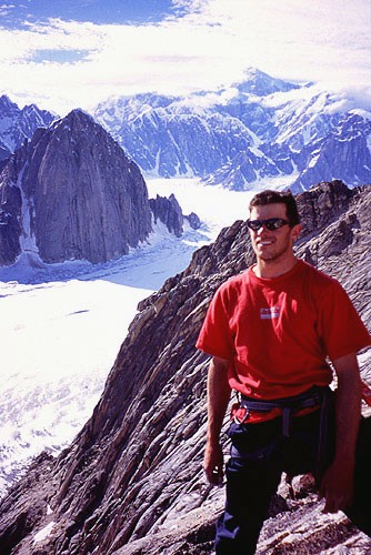Chris McNamara on the summit of the Stump, Mt. Barrill in the distance...