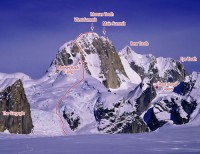 The Mooses Tooth - West Ridge V, 80-deg ice to main summit - Alaska, USA. Click to Enlarge
