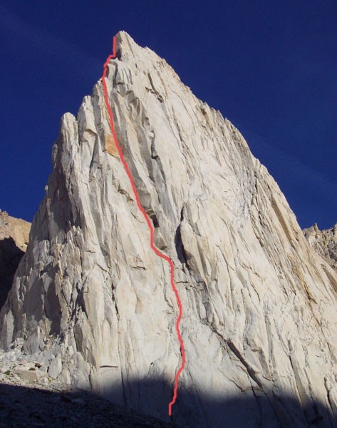 The route as seen from the bivy spot.