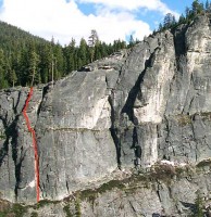 Lover's Leap, Central Wall - Lover's Chimney 5.7 - Lake Tahoe, California, USA. Click to Enlarge