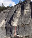 Lover's Leap, Central Wall - Roofer Madness 5.10d - Lake Tahoe, California, USA. Click for details.