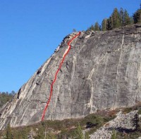 Lover's Leap, East Wall - Scimitar 5.9 R - Lake Tahoe, California, USA. Click to Enlarge