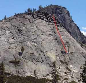 Lover's Leap, Hogsback - Harvey's Wallbangers, Right 5.7 - Lake Tahoe, California, USA. Click to Enlarge