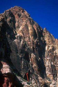 Black Velvet Canyon - Overhanging Hangover 5.10a - Red Rocks, Nevada USA. Click to Enlarge