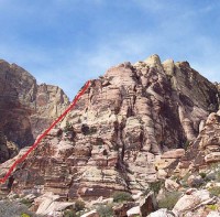 Jackrabbit Buttress, South Face - Geronimo 5.6 - Red Rocks, Nevada USA. Click to Enlarge