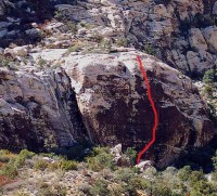 Ragged Edges Wall - Chicken Eruptus 5.10b - Red Rocks, Nevada USA. Click to Enlarge