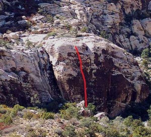 Ragged Edges Wall - Plan F 5.10a - Red Rocks, Nevada USA. Click to Enlarge