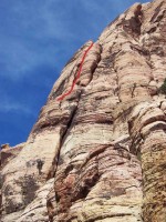 Rose Tower - One-Armed Bandit 5.7 R - Red Rocks, Nevada USA. Click to Enlarge