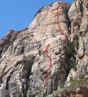 Solar Slab Wall - Horndogger Select to Sundog 5.10a - Red Rocks, Nevada USA. Click to Enlarge
