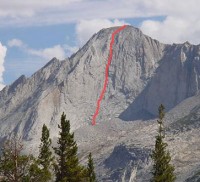 Mt. Conness - Southwest Face 5.10c - Tuolumne Meadows, California USA. Click to Enlarge