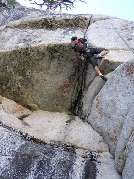 Harlequin Dome - Chinese Handcuffs 5.10d - Tuolumne Meadows, California USA. Click to Enlarge