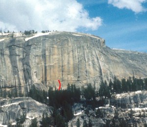 Medlicott Dome, Right - Big Time 5.11b - Tuolumne Meadows, California USA. Click to Enlarge
