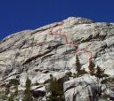 Mountaineers Dome - American Wet Dream 5.10b R - Tuolumne Meadows, California USA. Click for details.