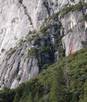 Camp 4 Wall - Henley Quits 5.10b - Yosemite Valley, California USA. Click to Enlarge
