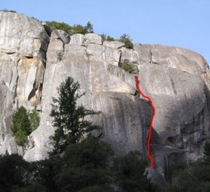 The Cookie Cliff - The Enema 5.11b - Yosemite Valley, California USA. Click to Enlarge