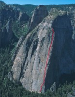 Middle Cathedral - Direct North Buttress 5.11 or 5.10 A0 - Yosemite Valley, California USA. Click to Enlarge