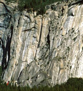 Royal Arches Area - Peruvian Flake 5.10a - Yosemite Valley, California USA. Click to Enlarge