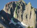 Temple Crag - Dark Star 5.10b - High Sierra, California USA. Click for details.