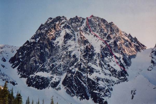 Winter view of the Backbone Arête. 