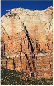 West Temple - The Big Lebowski  IV/V 5.11a/b - Zion National Park, Utah, USA. Click to Enlarge