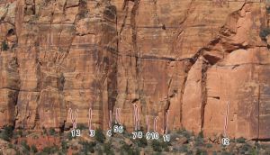 Beehives - 420 Crack 5.10 - Zion National Park, Utah, USA. Click to Enlarge