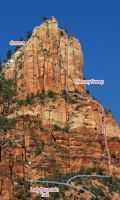 Lady Mountain - North Spur Chimney Sweep III 5.7 or 5.10 - Zion National Park, Utah, USA. Click to Enlarge