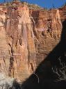 Temple of Sinewava - The Monkeys Always Send Dude IV 5.11+R C2 or 5.12 (toprope) - Zion National Park, Utah, USA. Click for details.