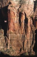 Desert Shield Area - Disco Inferno V 5.9 C2+ - Zion National Park, Utah, USA. Click to Enlarge