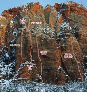 Mt. Spry - Sandblaster IV 5.11 - Zion National Park, Utah, USA. Click to Enlarge