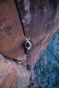 Kung Fu Theatre, Tunnel Wall - Blood Sport II 5.10+ - Zion National Park, Utah, USA. Click for details.