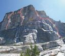 West Cottage Dome - Cottage Cheese 5.10b - Tuolumne Meadows, California USA. Click for details.