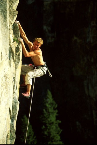 Leo Holding on Leaning Tower. Yosemite, CA