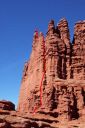 Stolen Chimney - Ancient Art 5.8 A0 - Desert Towers, Utah, USA. Click for details.