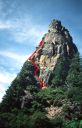 Higher Cathedral Spire - Regular Route 5.9 - Yosemite Valley, California USA. Click for details.