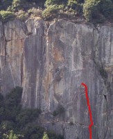 The Cookie Cliff - The Cookie, Right Side 5.9 - Yosemite Valley, California USA. Click to Enlarge