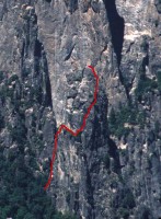 Lower Cathedral Spire - Regular Route 5.9 - Yosemite Valley, California USA. Click to Enlarge