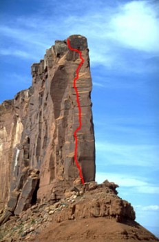 The Rectory - Fine Jade 5.11a - Desert Towers, Utah, USA. Click to Enlarge