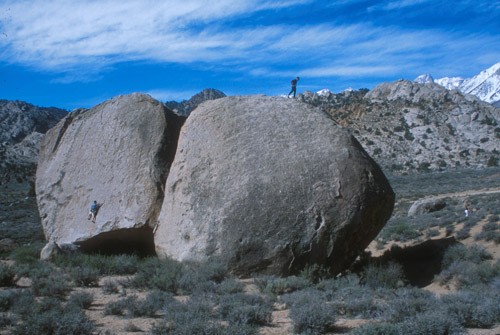 Chris McNamara climbing the Grandpa Peabody on the left &#40;5.8&#41; ...