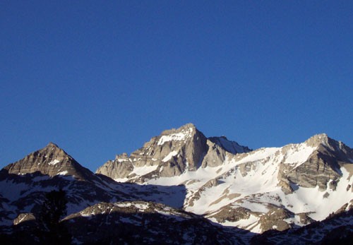 A view of Bear Creek Spire at sunrise from the beginning of the approa...