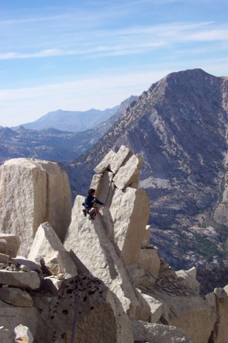 Joey Papazian on pitch 10 of the Incredible Hulk's Red Dihedral Route....