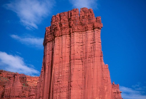 King Fisher Tower, Fisher Towers, UT.  Note white belay seat on The Ha...