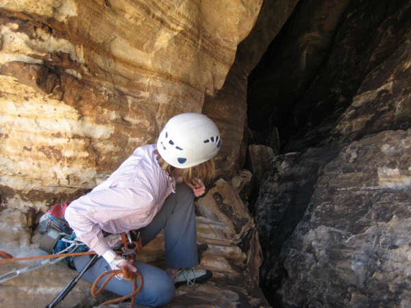 Jess peering into the tunnel on P5