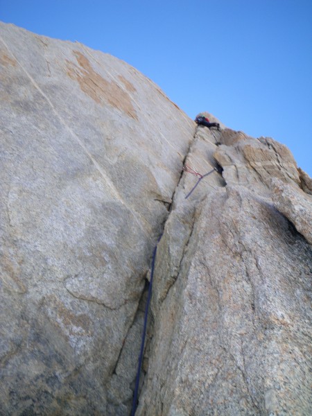 Leading my first 5.10 ever (var. on N. arete of BCS)