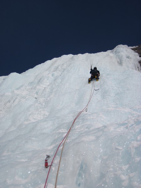 On 2nd pitch on the left side route of the Weeping Wall - 2/27/12