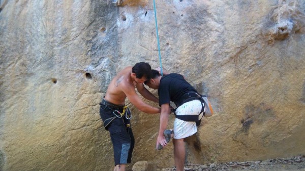 Here Willard is letting a co-worker try climbing for the first time. Y...