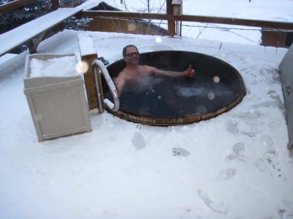 Frank in the best tub - the highest tub &#40;closest to the hot spring...